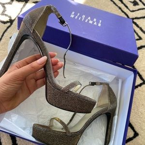 Stuart Weitzman Glitter “Nudist” Platform Sandals- NO BOX